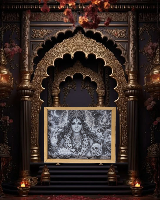 Maa Kali Cosmic spritual night lamps– Fierce Divine Energy Premium Framed [Landscape]
