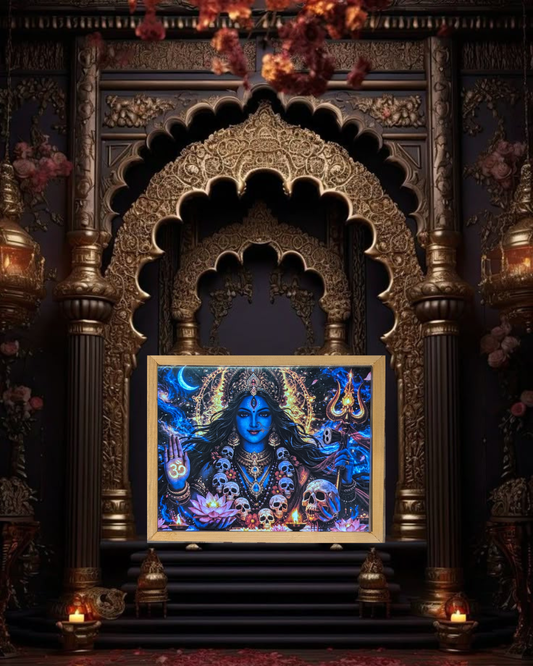 Maa Kali Cosmic spritual night lamps– Fierce Divine Energy Premium Framed [Landscape]
