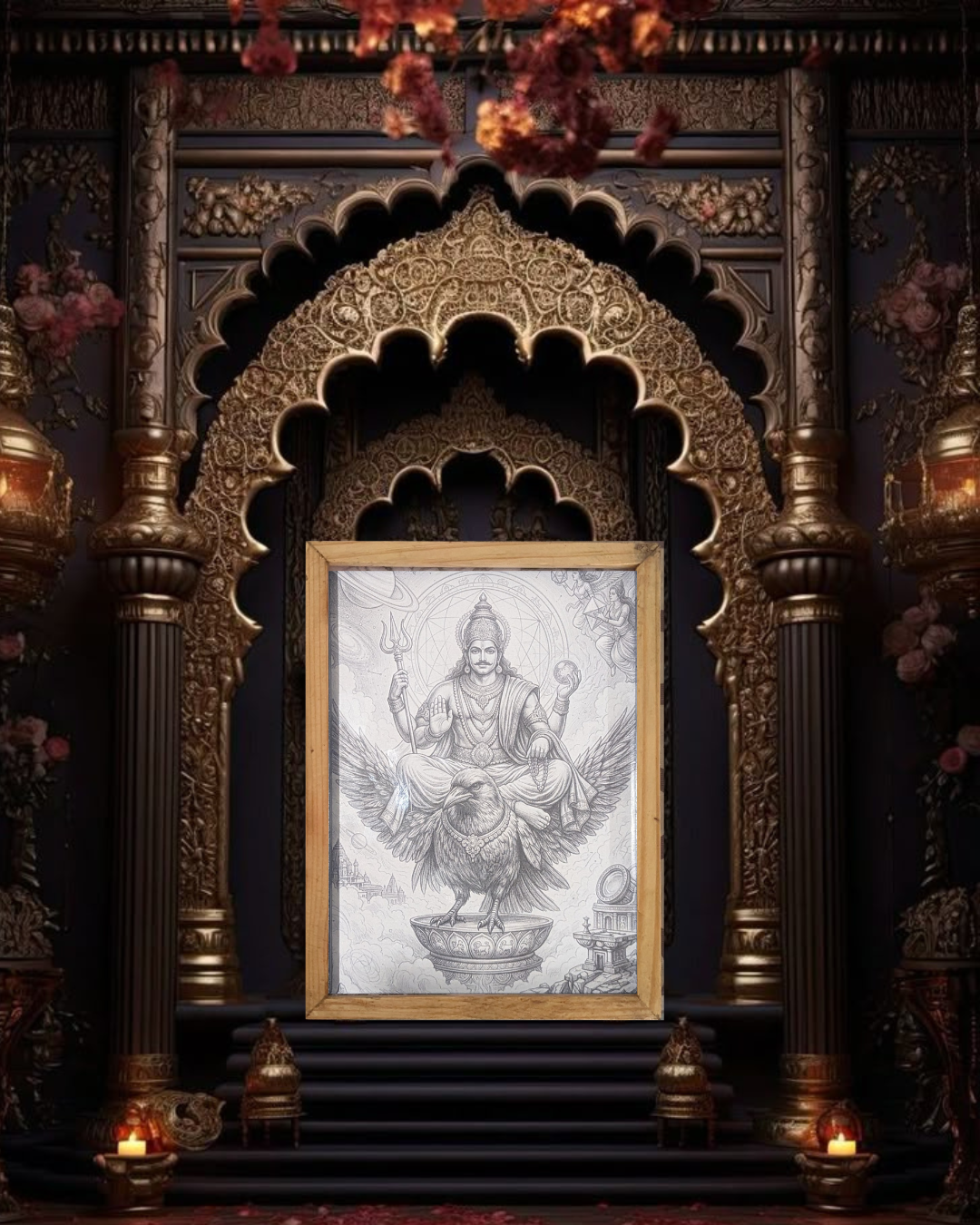Lord Shani Dev Divine spritual night lamp Portrait – Cosmic Lord of Justice and Karma [Portrait]