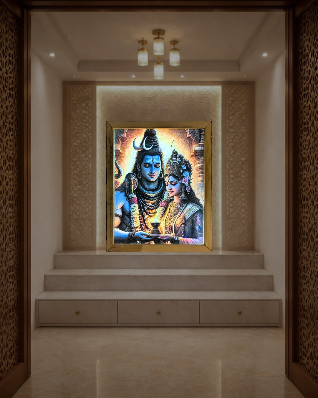 Shiv parwati earthen lamps spritual night lamp [Portrait]