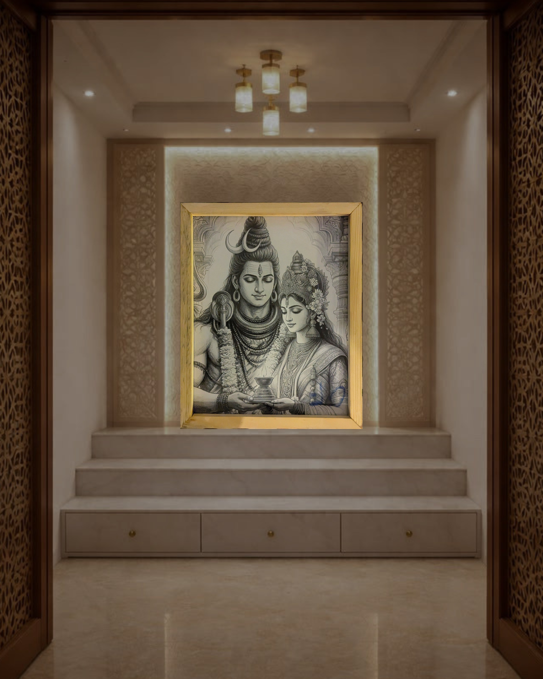 Shiv parwati earthen lamps spritual night lamp [Portrait]