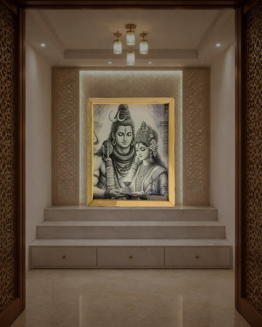 Shiv parwati earthen lamps spritual night lamp [Portrait]