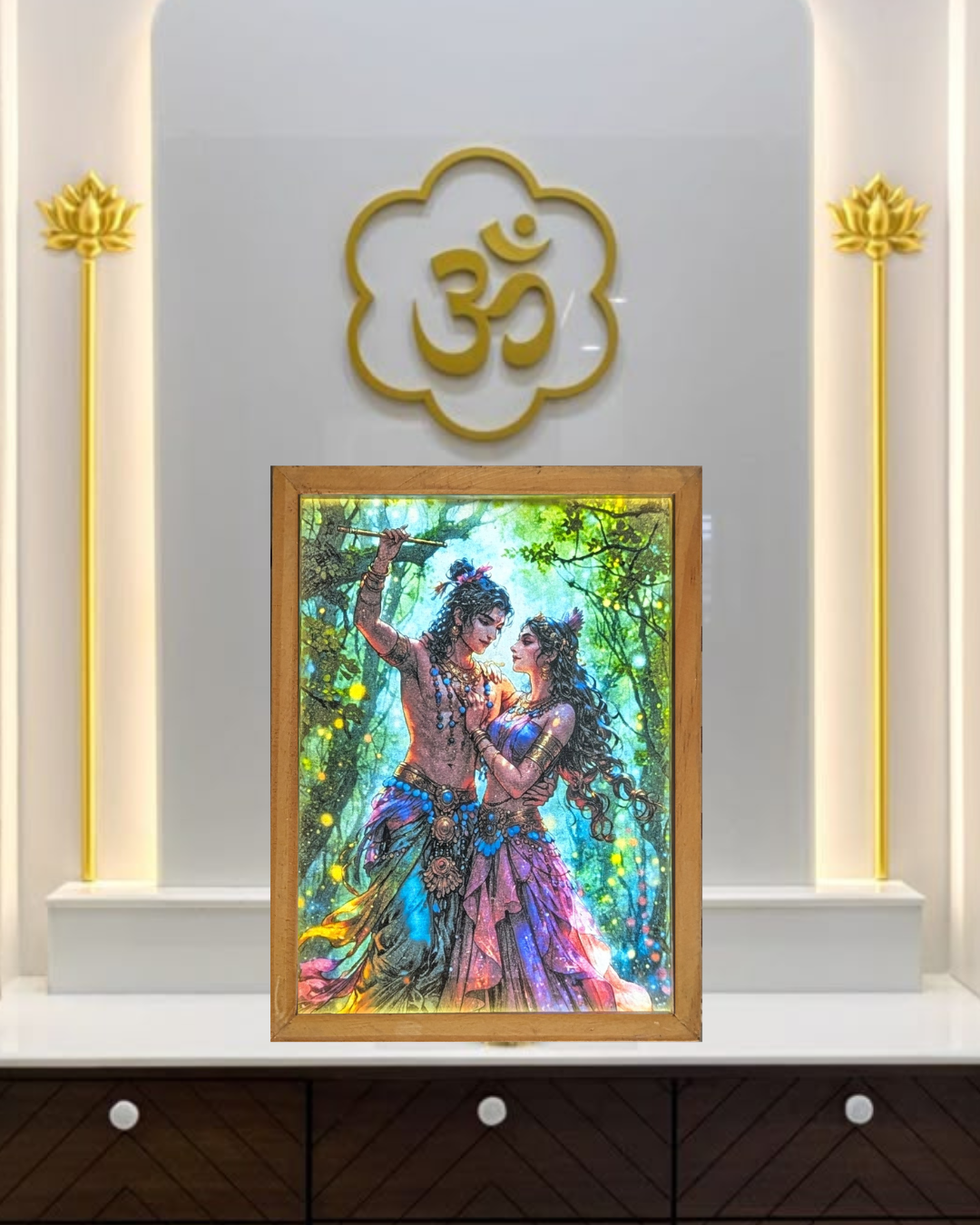 Krishna Radha spritual night lamp [Portrait]