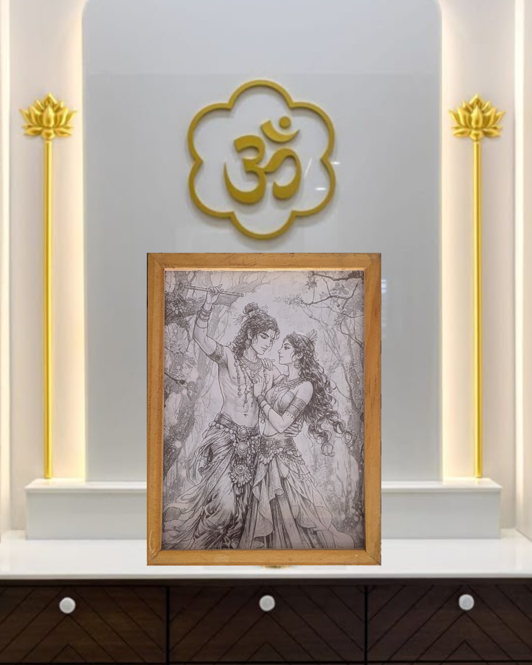 Krishna Radha spritual night lamp [Portrait]